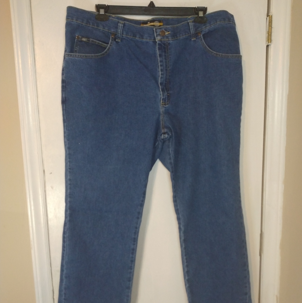 Lee Mens Jeans Size 44X30 Regular Fit Straight Leg Blue Jean Cotton Blend Denim